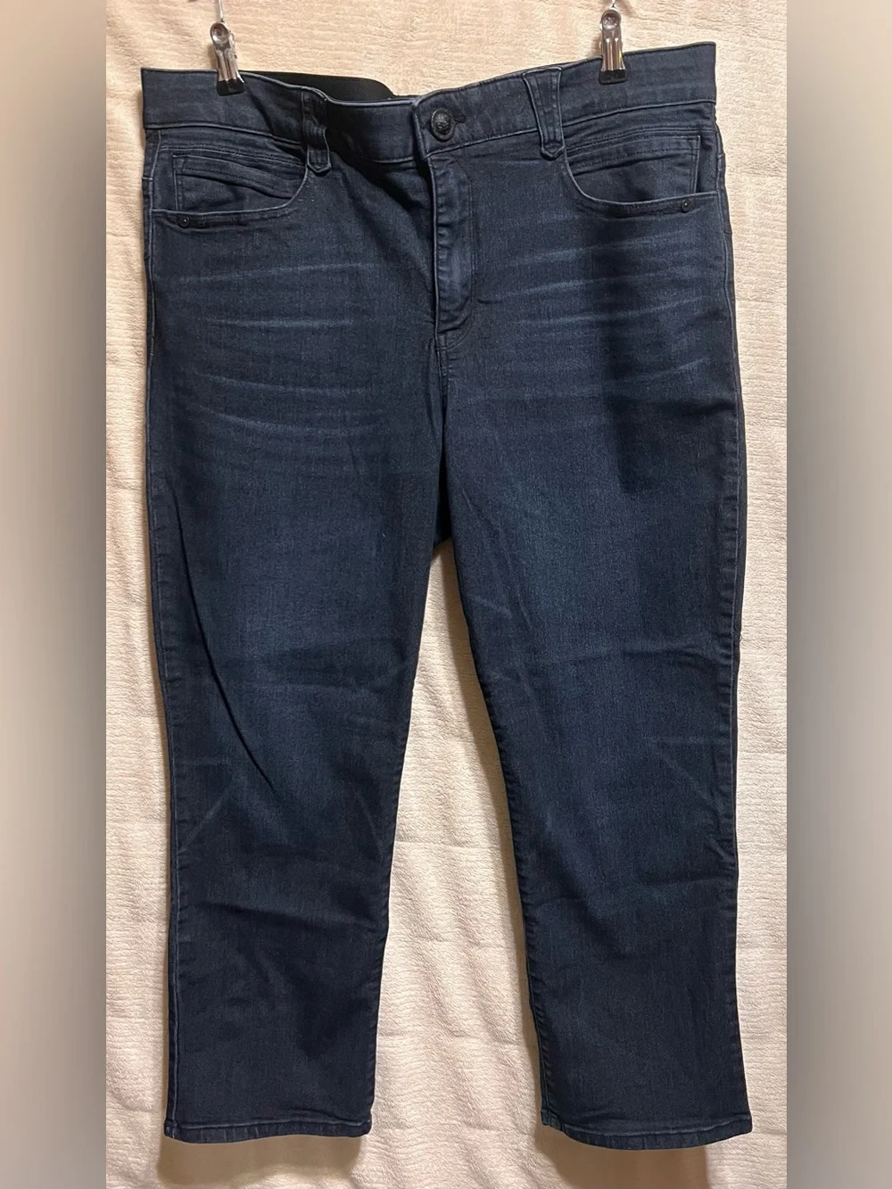 Democracy “Ab”Solution Dark Wash Petite Straight Slim Jeans 18P Stretch Denim - Picture 1 of 5